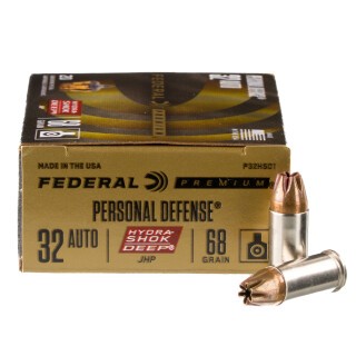 Federal Hydra-Shok Deep .32 ACP Ammunition 20 Rounds JHP 68 Grains