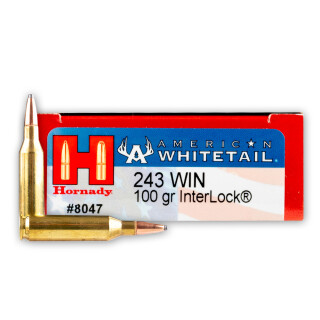 Hornady American Whitetail .243 Winchester Ammunition 200 Rounds InterLock BTSP 100 Grain