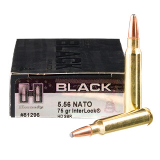 Hornady BLACK 5.56 NATO Ammunition 200 Rounds InterLock HD SBR 75 Grains
