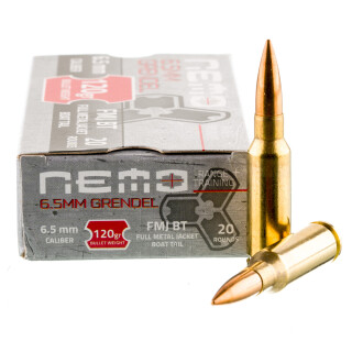 Nemo Arms 6.5 Grendel Ammunition 20 Rounds FMJ-BT 120 Grain
