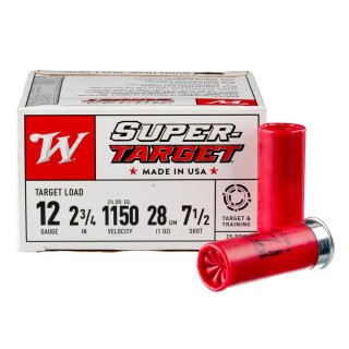 Winchester Super-Target 12 Gauge Ammunition 25 Round Box 2-3/4" #7.5 Lead 1oz 1150 fps