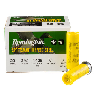 Remington Sportsman 20 Gauge Ammunition 25 Rounds 2.75" #7 Steel .75oz