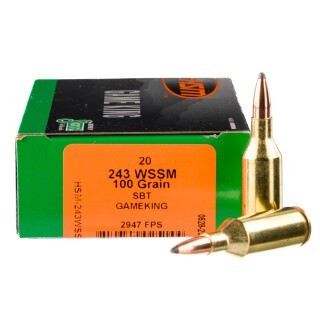 HSM Game King .243 WSSM Ammunition 20 Rounds SBT GameKing 100 Grains