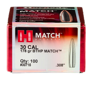 Hornady .308 Winchester Bullets .308" Diameter 178 Grain BTHP Match - 100