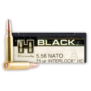 Hornady BLACK 5.56 NATO Ammunition 200 Rounds InterLock HD SBR 75 Grains
