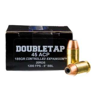 DoubleTap .45 ACP Ammunition 20 Rounds JHP 185 Grains