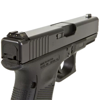 Night Fision Perfect Dot Tritium Night Sight Set for Glock 17/19/26/34 Green Tritium Front/Rear White Front Ring U-Notch Rear with No Ring Metal Body Black Nitride Finish