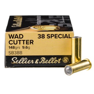 Sellier & Bellot .38 Special Ammunition 50 Rounds LWC 148 Grain
