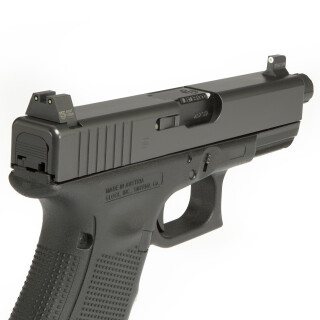 Night Fision Perfect Dot Tritium Night Sight Set Glock 17/19/26/34 Green Tritium Front/Green Tritium Rear No Outline Suppressor Height Metal Body Black Nitride Finish
