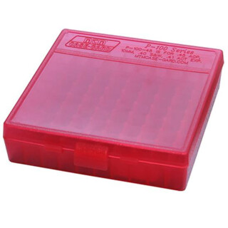 MTM Case-Gard P-100 Series Flip Top Handgun Cartridge Box .44 Caliber and .45 Long Colt Holds 100 Rounds Red P-100-44-29