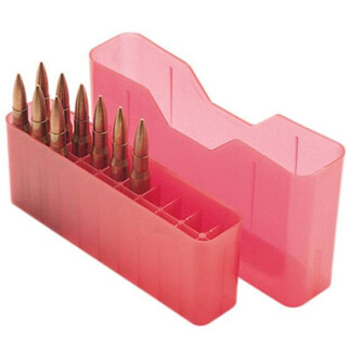 MTM Case-Gard J-20 Series Rifle Ammo Box Midlength Rifle Holds 20 Rounds Clear Red J-20-M-29
