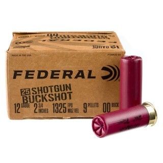 Federal 12 Gauge Shotshell 250 Rounds 2-3/4" 00 Buck 9 Pellets