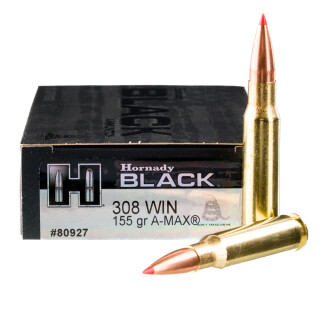 Hornady BLACK .308 Winchester Ammunition 20 Rounds A-MAX Match 155 Grain