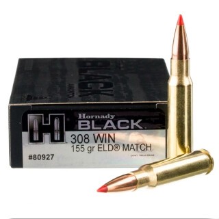 Hornady BLACK .308 Winchester Ammunition 20 Rounds ELD Match 155 Grains