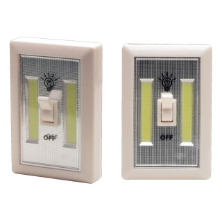 Cyclops Light Switch 180 Lumens 3 AAA Batteries 3 Mounting Options On/Off Switch Ivory 2 pack