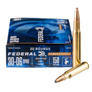 Federal Power-Shok 30-06 Springfield Ammunition 20 Rounds JSP 150 Grain