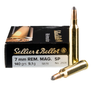 Sellier & Bellot 7mm Rem Mag SP, 139 Grain, 3160 fps 20 Rounds SB7B