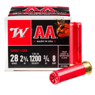 Winchester AA Target 28 Gauge Shotshell 250 Rounds 2 3/4" #8 Lead 3/4 Ounce AA288
