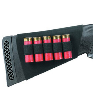Neoprene Shotgun Buttstock Shell Holder Holds 5 Shells Black