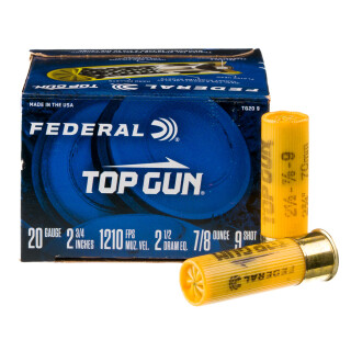 Federal Top Gun Target 20 Gauge Ammunition 250 Rounds 2-3/4" #9 Lead Shot 7/8 Ounce 1210fps