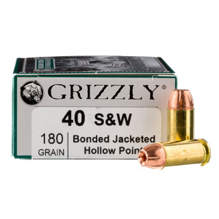 Grizzly High Performance .40 S&W Ammunition 20 Rounds JHP 180 Grain