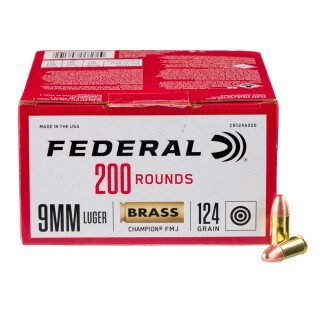 Federal Champion 9mm Luger Ammunition 200 Rounds FMJ 124 Grains
