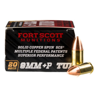 Fort Scott Munitions 9mm Luger +P Ammunition 20 Rounds SCS TUI 80 Grain