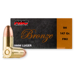 PMC Bronze 9mm Luger Ammunition 50 Rounds FMJ 147 Grain