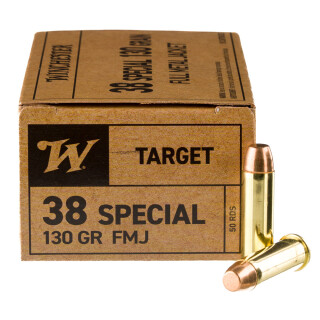 Winchester Service Grade .38 Special Ammunition 50 Rounds 130 Grain FMJ FN 800fps