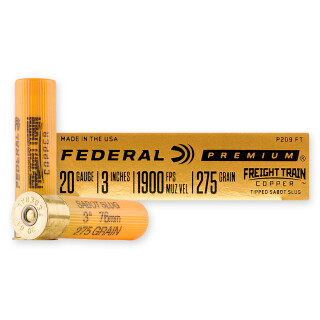 Federal Freight Train Copper 20 Gauge Shotshell 5 Rounds 3" Sabot Slug 275 Grains