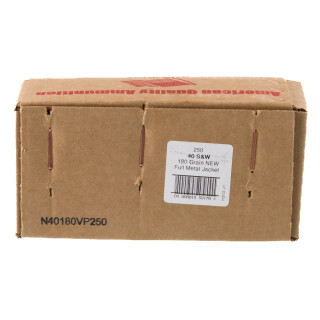 American Quality .40 S&W Ammunition 250 Rounds FMJ 180 Grains N40180VP250