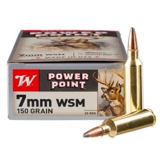 Winchester Power Point 7mm WSM Ammunition 20 Rounds JSP 150 Grains X7MMWSM