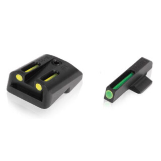 TRUGLO TFO Large Frame Tritium/Fiber Front And Rear Sight Set for Glock Green/Yellow CNC Machined Steel Black TG131GT2Y