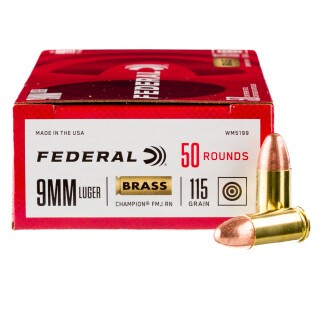 Federal Champion 9mm Luger Ammunition 1000 Rounds FMJ 115 Grain