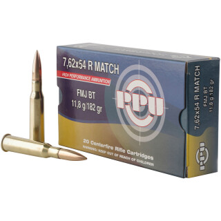 Prvi Partizan Match 7.62x54R Ammunition 20 Rounds FMJ-BT 182 Grain Brass Cased