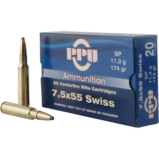 Prvi Partizan PPU 7.5x55 Swiss Ammunition 20 Rounds SP 174 Grain
