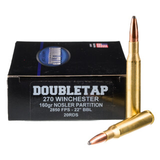 DoubleTap .270 Winchester Ammunition 20 Rounds Nosler Partition 160 Grain