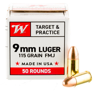 Winchester USA 9mm Luger Ammunition 1000 Rounds FMJ 115 Grain