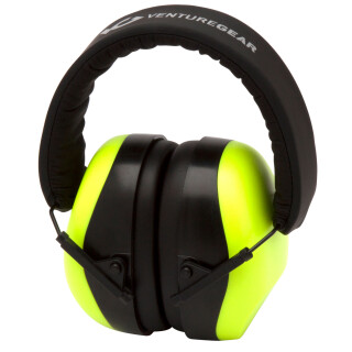 Pyramex VG80 Series Earmuff 25dB Noise Reduction Rating Adjustable Headband Black/Lime Green Accents