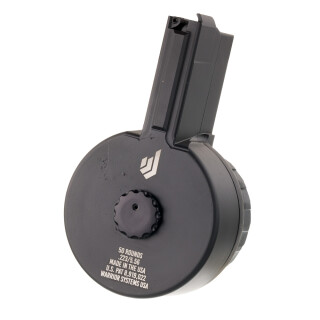 Warrior Systems AR-15 5.56 NATO Drum Magazine 50 Rounds Aluminum Black