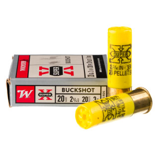 Winchester Super-X 20 Gauge Shotshell 250 Rounds 2-3/4” 20 Pellet #3 Buckshot