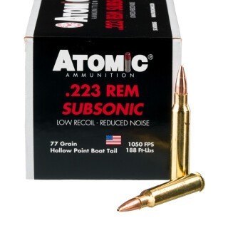 Atomic Subsonic .223 Remington Ammunition 50 Rounds HPBT 77 Grains