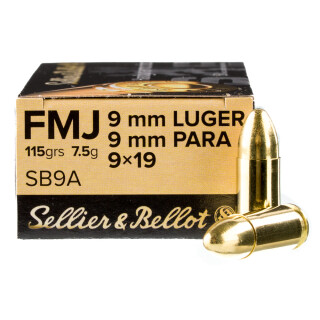 Sellier & Bellot 9mm Luger Ammunition 1000 Rounds FMJ 115 Grain
