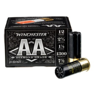 Winchester AA Diamond Grade 12 Gauge Shotshell 250 Rounds 2-3/4" #7.5 Shot 1-1/8 Ounce