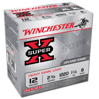 Ammo 12 Gauge Winchester Super-X Heavy Game Load 2-3/4" #8 Lead 1-1/4 Ounce 1220 fps 250 Rounds XU12SP8