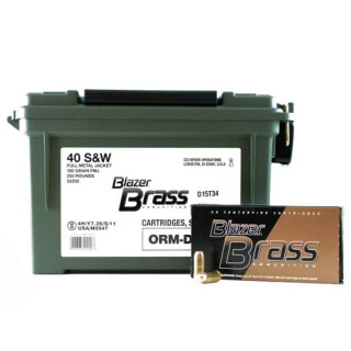 Ammo .40 S&W Blazer Brass 180 Grain Full Metal Jacket 985 fps 250 Rounds 5220