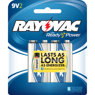 RAYOVAC 9V ALKALINE BATTERIES 2-PACK
