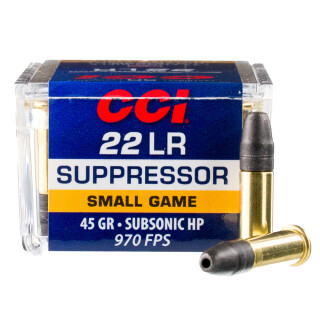 CCI Suppressor .22LR Ammunition 50 Rounds Lead Hollow Point 45 Grain 970 fps