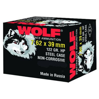 Wolf Performance 7.62x39 Ammunition 1000 Rounds JHP 123 Grain Steel Cased