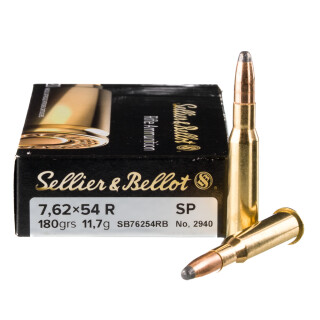 Sellier & Bellot 7.62x54R Ammunition 20 Rounds SP 180 Grain Brass Cased